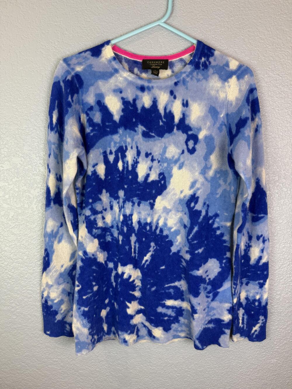 Charter Club Sweater Womens Small Cashmere Tie Dye Pullover Luxury Soft